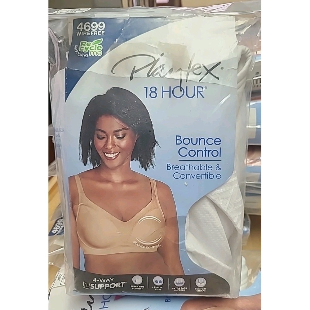 Playtex 18 Hr 4 Way Support with Bounce Control Bra (4699 Wirefree)  38C - White
